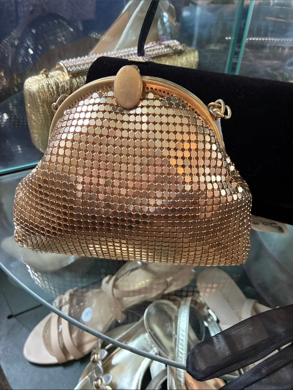 Vintage Gold Mesh Evening Clutch